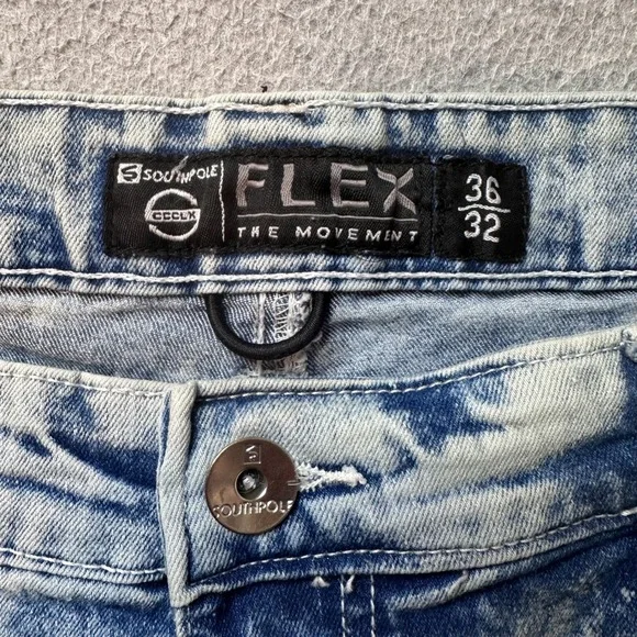 Southpole Jeans Mens 36x32 Light Blue Flex Movement Acid Wash Straight Leg Denim - Picture 3 of 10